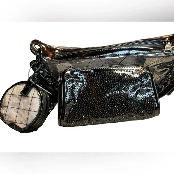 Steve Madden NWT Black & Transparent 2 Shoulder Straps Concert Bags  (P059) - Picture 7 of 11